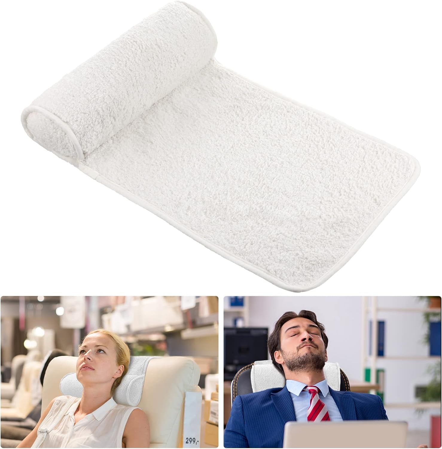 Pernă de gât pentru șezlong, pernă pentru cap, pernă reglabilă din pluș, rolă pentru gât, antiderapantă, fleece, canapea, pernă de susținere a gâtului și capului pentru călătorii, acasă, șezlong, canapea, fotoliu (negru)