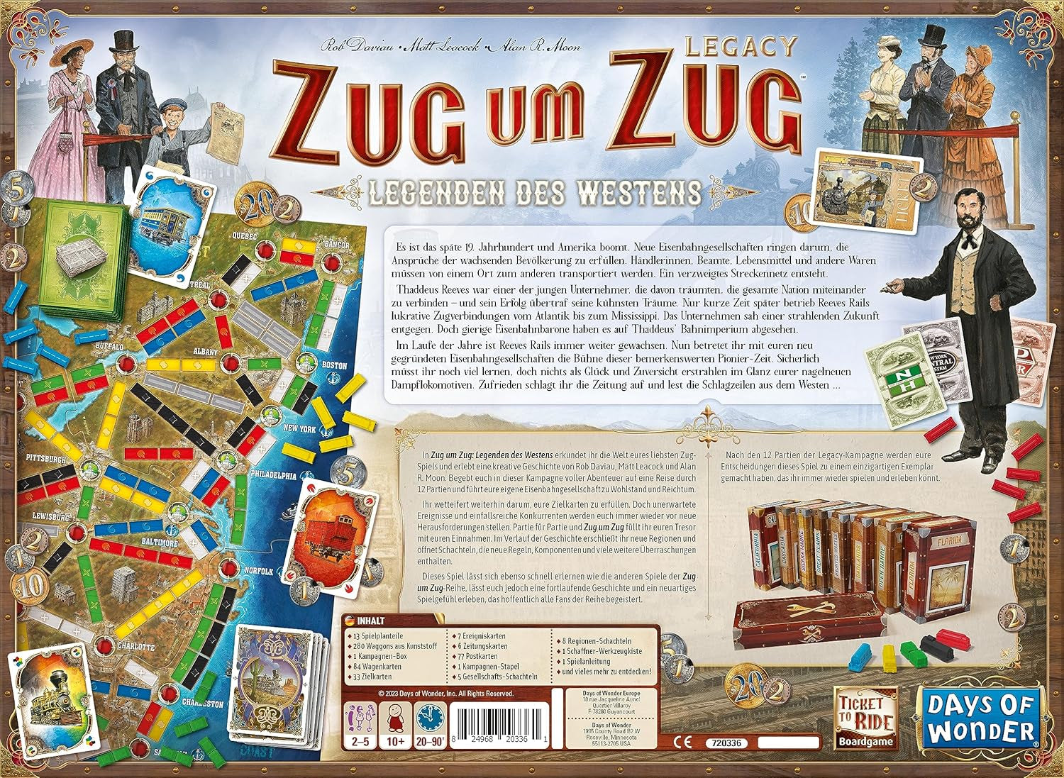 Days of Wonder, Ticket to Ride Legacy: Legends of the West, Joc de familie, Joc de societate, 2-5 jucători, Vârste 10+, 20-90 de minute, Germană