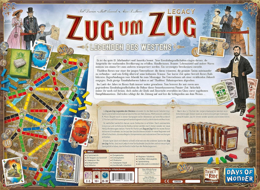 Days of Wonder, Ticket to Ride Legacy: Legends of the West, Joc de familie, Joc de societate, 2-5 jucători, Vârste 10+, 20-90 de minute, Germană
