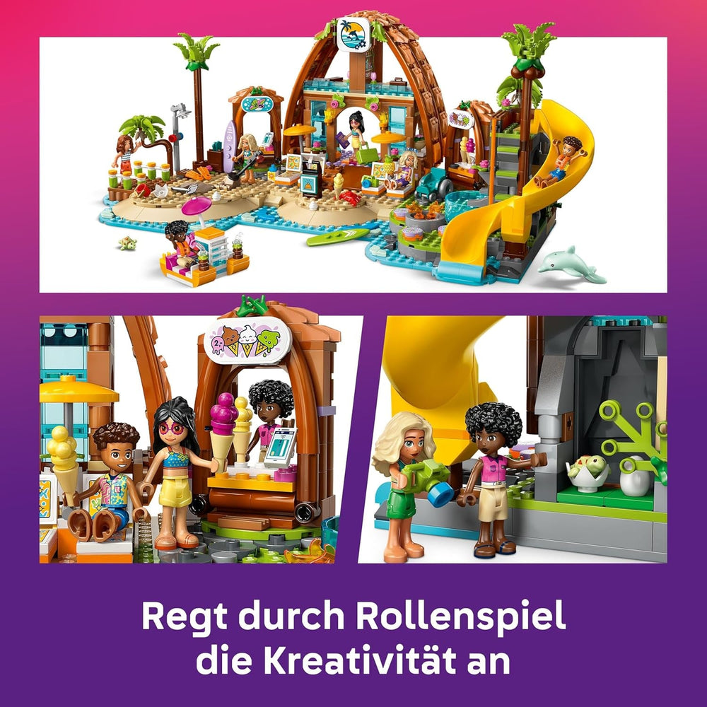 LEGO Friends Familienurlaub im Strandresort - Spielzeug mit 6 Mini-Puppen, Schildkröten- und Delfinfiguren, Eisdiele und Zubehör - Kinder Geschenk für Mädchen ab 8 Jahren - 42673