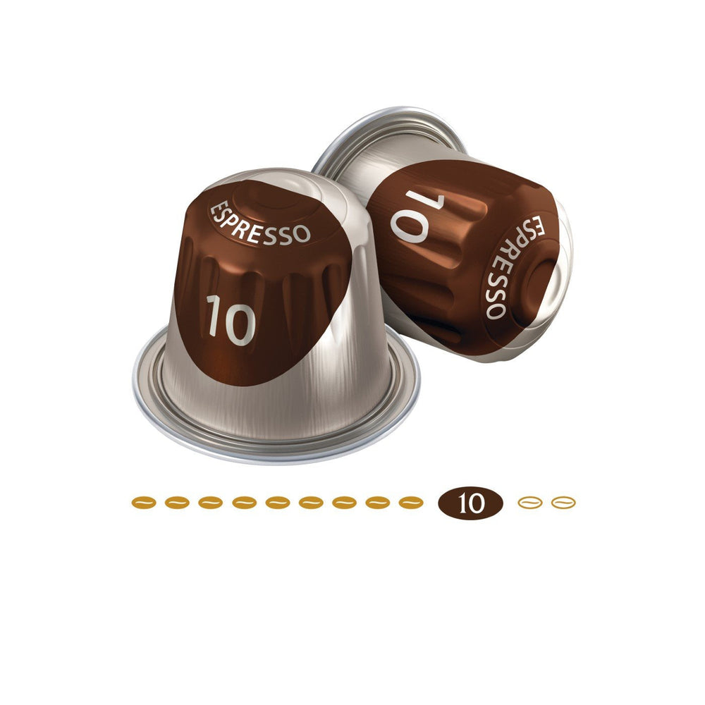 Jacobs Kapseln Lungo Intenso, Intensität 8 & Kapseln Espresso Intenso, Intensität 10,100 Nespresso®* kompatible Kaffeekapseln, 10er Pack, 10 x 10 Getränke