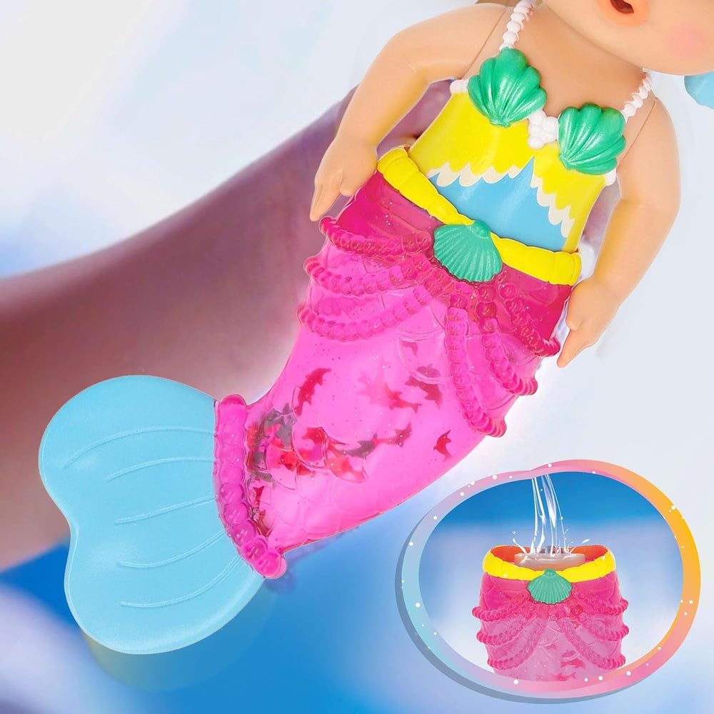 BLOOPIES Shimmer Meerjungfrau Iris, Wasserspielzeug, Meerjungfrau mit glitzerndem Schwanz voller Wasserspritzer, Spielzeug Geschenk für Kinder ab 18 Monaten