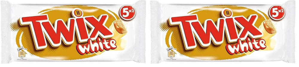 Batoane Twix de ciocolată albă; caramel, biscuiți, ciocolată albă; pachet multiplu de ciocolată; 5 batoane (5 x 46 g)