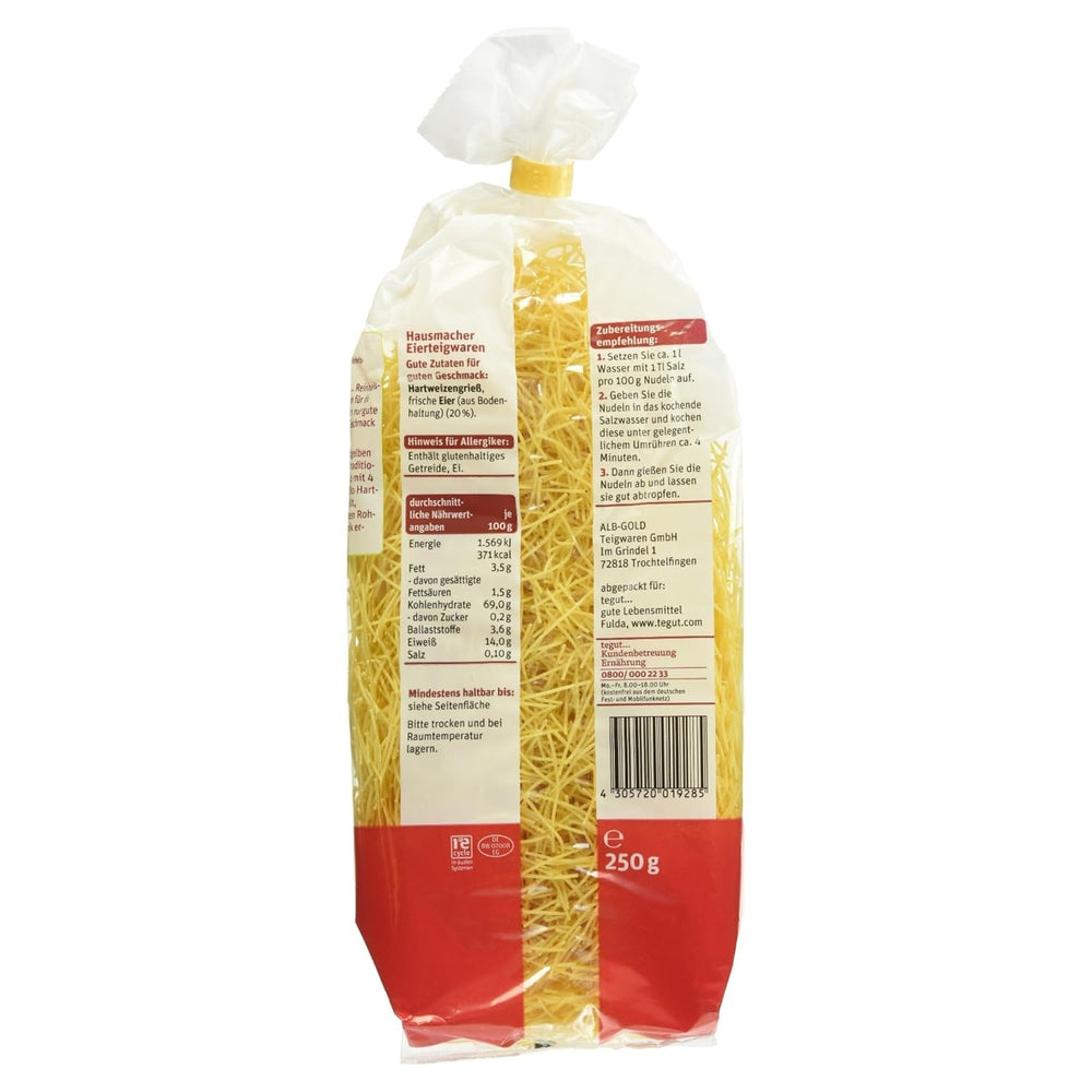 tegut... Fir de tăiței din ou, pachet de 6 (6 x 250 g)