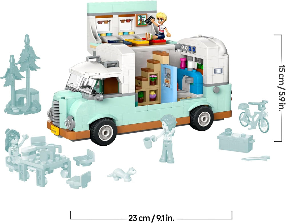 LEGO Friends Wohnmobil, Bauset für Rollenspiele mit einem Spielzeug Wohnwagen, Geschenk für Mädchen ab 7 Jahren, kreatives Spielset mit 3 Minifiguren und Frettchen Tierfigur 42663