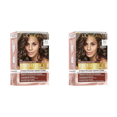 L'Oréal Paris Vopsea de păr permanentă pentru fiecare ton de piele, colorare fără amoniac, tonuri nude universale cu acoperire completă a părului gri, Excellence Creme, nr. 5U Castaniu deschis (maro), 1 buc Vopsea pentru par Naty Shop 5U 192 G (pachet de 2)