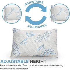Comfysleep king size pernă de viscoză din bambus, răcoritoare, spumă de memorie mărunțită, viscoză reglabilă din bambus, capac detașabil / lavabil, 2 bucăți Perne standard Naty Shop