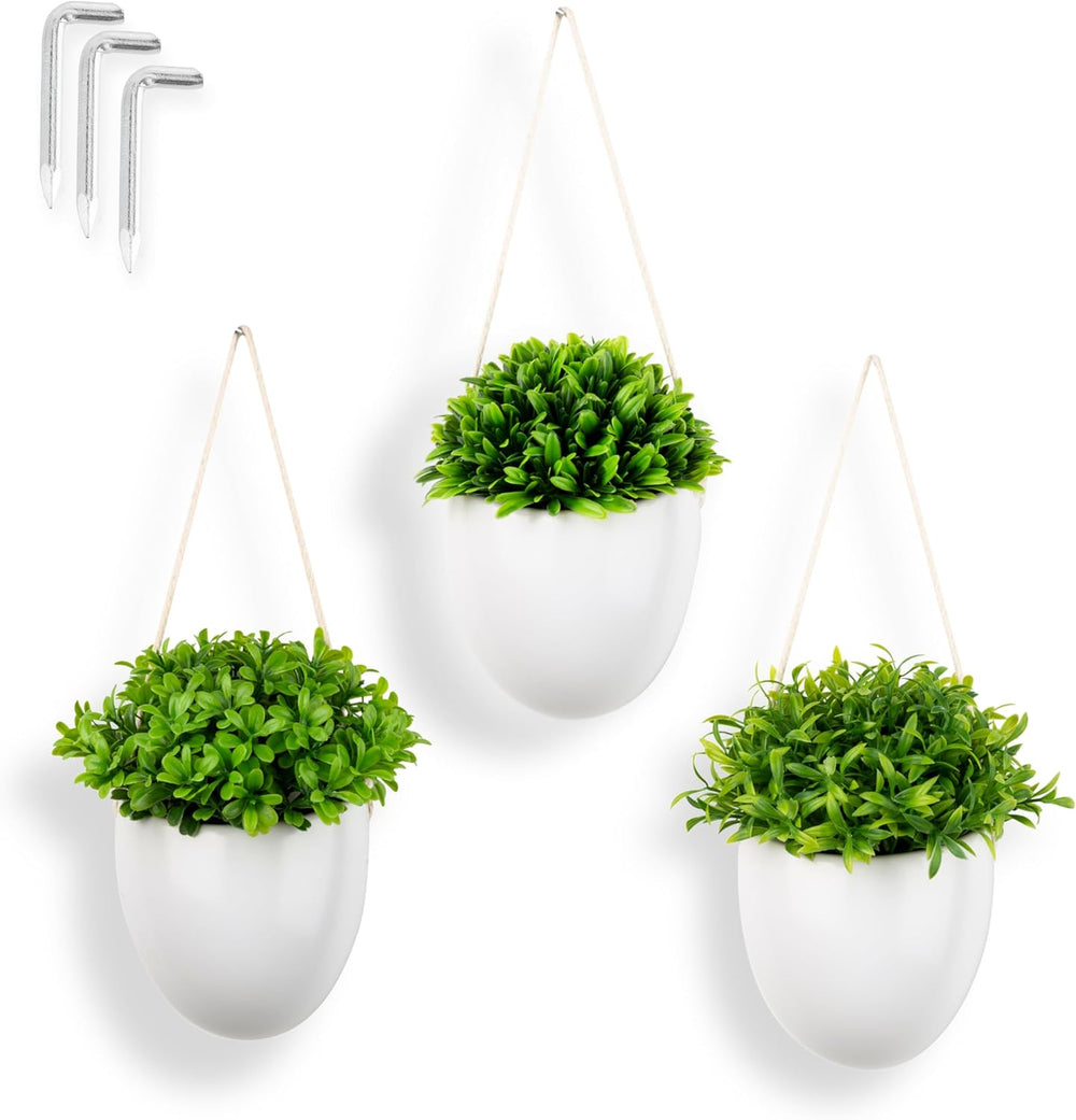 PASCH® 3Er Set Monstera Künstlich (20Cm) in Weißen Keramiktöpfen: Künstliche Pflanzen Wie Echt | Monstera Pflanze Künstlich | Kunstpflanze Hängend Im Topf | Hängepflanze Künstlich Abgestimmt