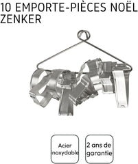 Set de forme pentru fursecuri Zenker, 10 piese, forme pentru fursecuri cu diferite motive de Crăciun, set pentru fursecuri și biscuiți, culoare: argintiu, cantitate: 1 x set de 10 piese