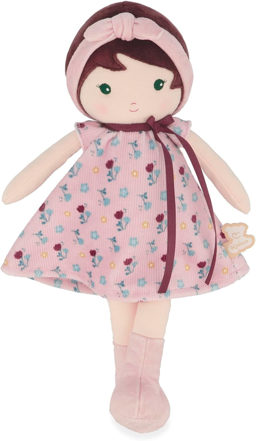 KALOO - Tendresse – Meine 1. Puppe aus Amandin-Stoff – Stoffpuppe 25 cm – Rosa aus Chiffon – Matte Haut – schöne Geschenkbox und Band personalisierbar – ab der Geburt K200004