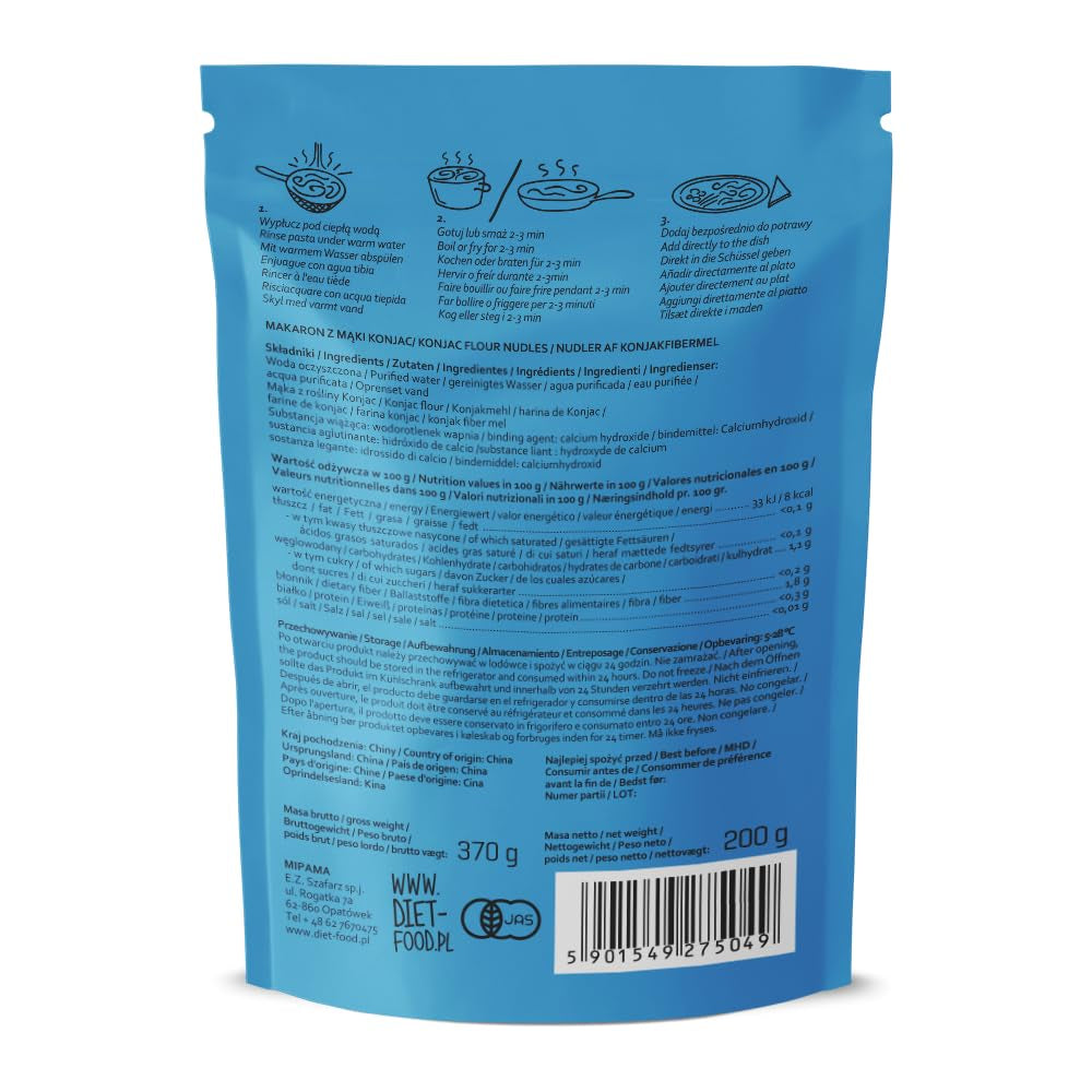 DIET-FOOD Orez instant Shirataki Konjac, conținut scăzut de carbohidrați, calorii scăzute, vegan, fără grăsimi, fără soia, fără gluten, keto-friendly, tăiței de orez pentru slăbit, 200 de grame