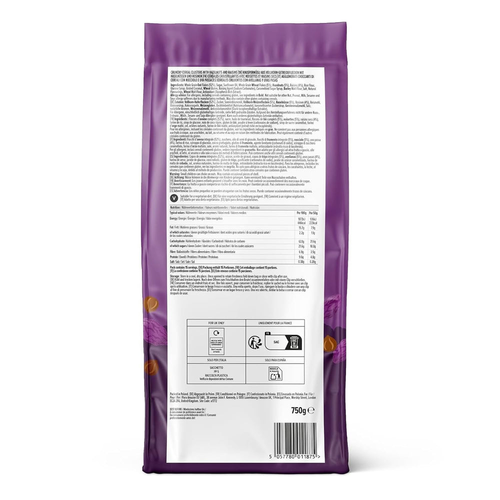 Muesli crocant cu fructe și nuci de la Amazon, 750 g