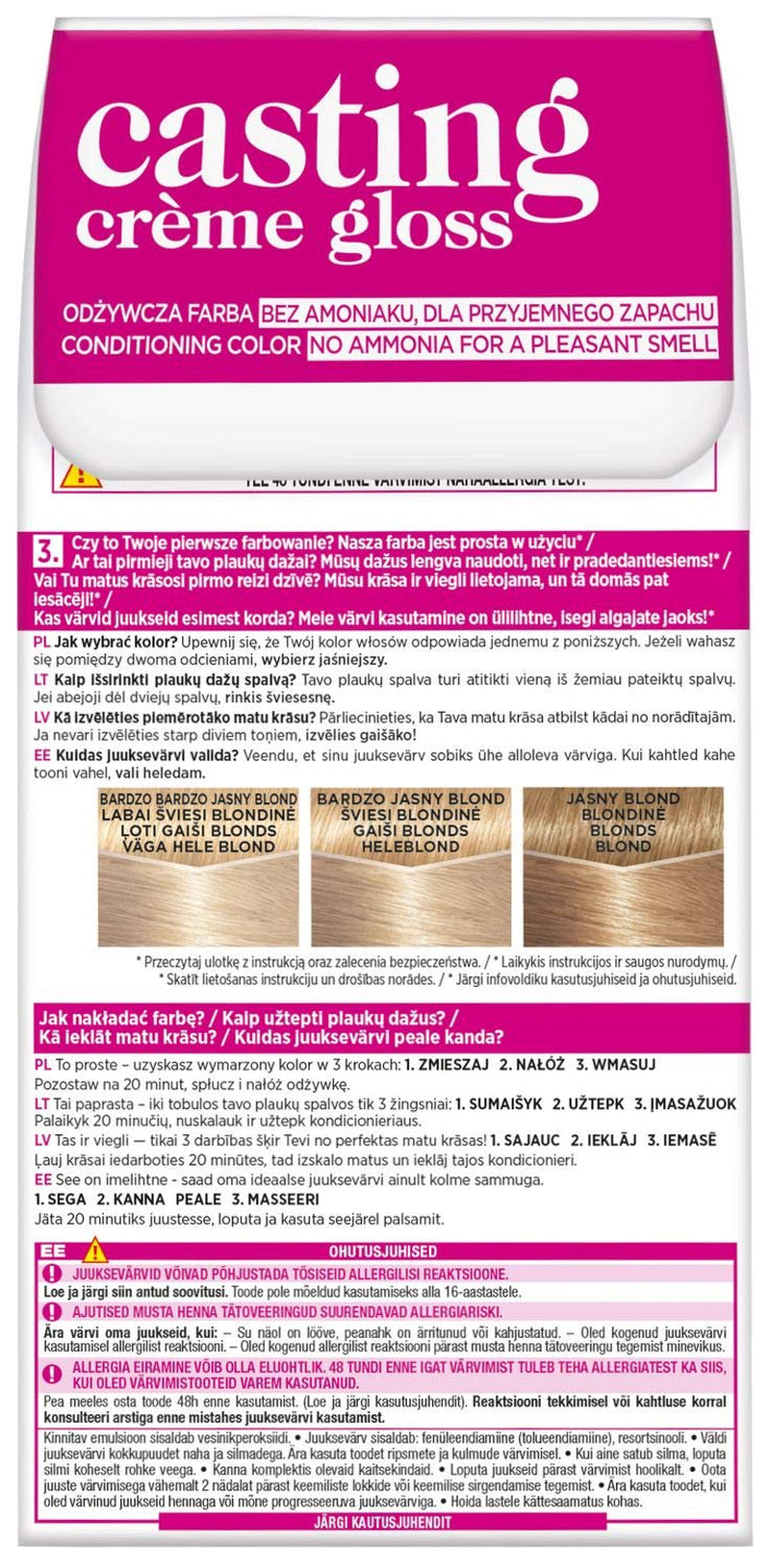 L'Oréal Paris Casting Crème Gloss 1010 Culoare de păr - Blond leu deschis Vopsea pentru par Naty Shop