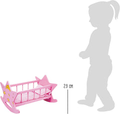 small foot Puppenwiege „Stern“ aus Holz, in rosa mit Mond und Sternen, für Puppen bis 45 cm, ab 3 Jahren, 2865, Klein