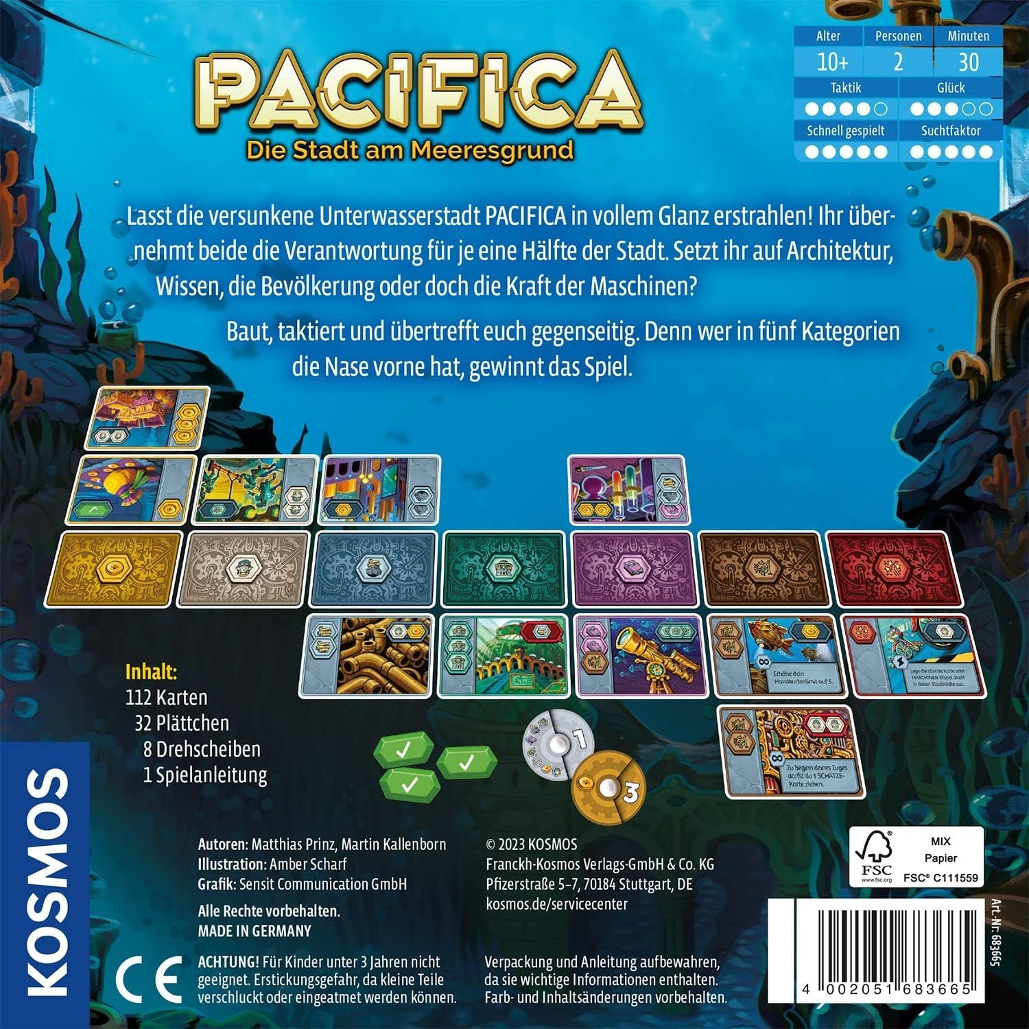 KOSMOS 683665 Pacifica - Trezește orașul scufundat cu tactică și noroc, joc pentru două persoane, joc de societate pentru exact 2 jucători cu vârsta de 10 ani și peste, joc de strategie