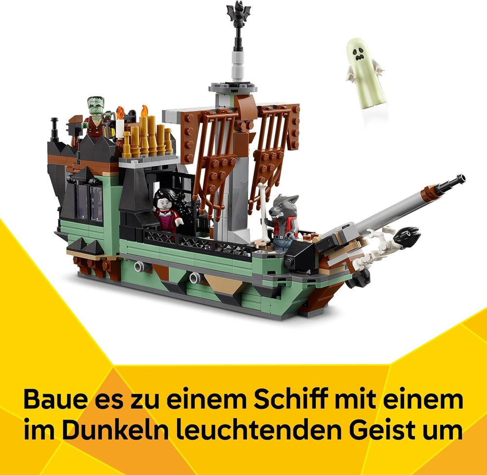 LEGO Creator Geisterhaus - 3-in-1 Spielzeug mit Haus - Bauset umbaubar in Schiff oder Zug - Mit 5 gruseligen Minifiguren - Cooles Halloweengeschenk für Jungen und Mädchen ab 9 Jahren - 31167