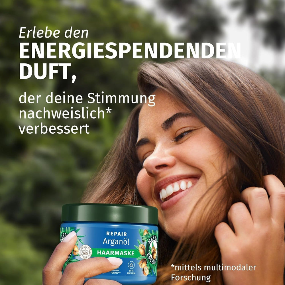 Herbal Essences Mască reparatoare pentru păr cu ulei de argan 300ml. De la păr deteriorat la păr mai neted și mai strălucitor. Îngrijire intensivă. Cu ingrediente de origine naturală. Vegan Masca de par Naty Shop
