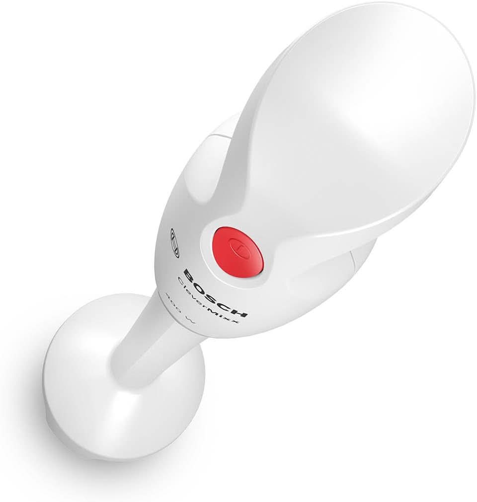 Bosch Stabmixer Clevermixx MSM14000, Abnehmbarer Mixfuß, Ergonomischer Griff, Leichtes Gehäuse, 4-Klingen-Messer, Einfache Reinigung, 400 W, Weiß/Rot Bucatarie Naty Shop