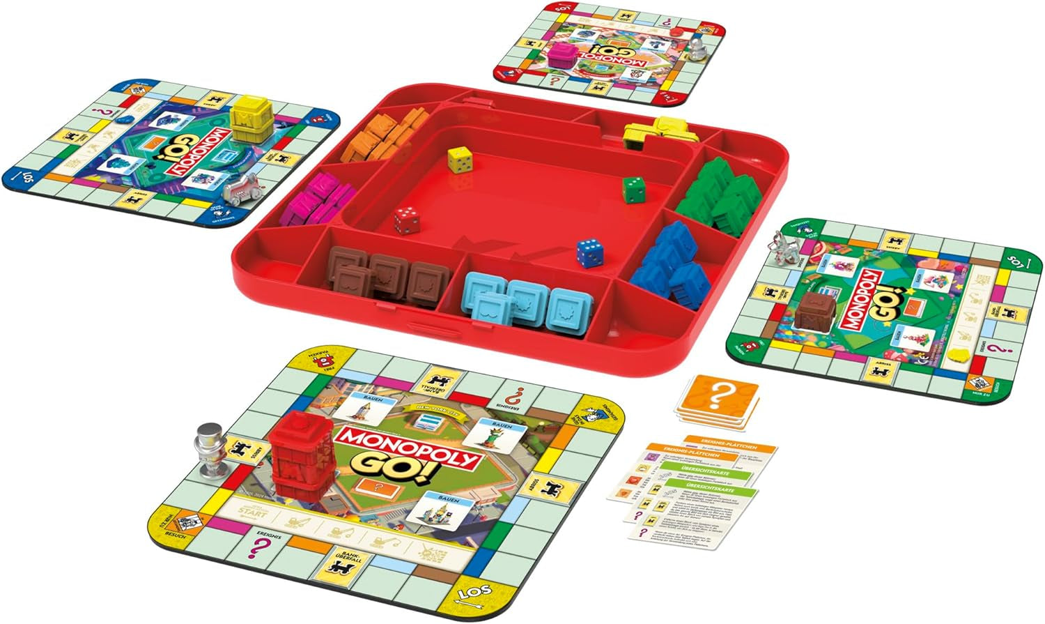 Joc de societate Monopoly GO! - Versiune germană, joc bazat pe populara versiune online, joc de strategie rapid pentru întreaga familie, distractiv pentru 2 până la 4 jucători
