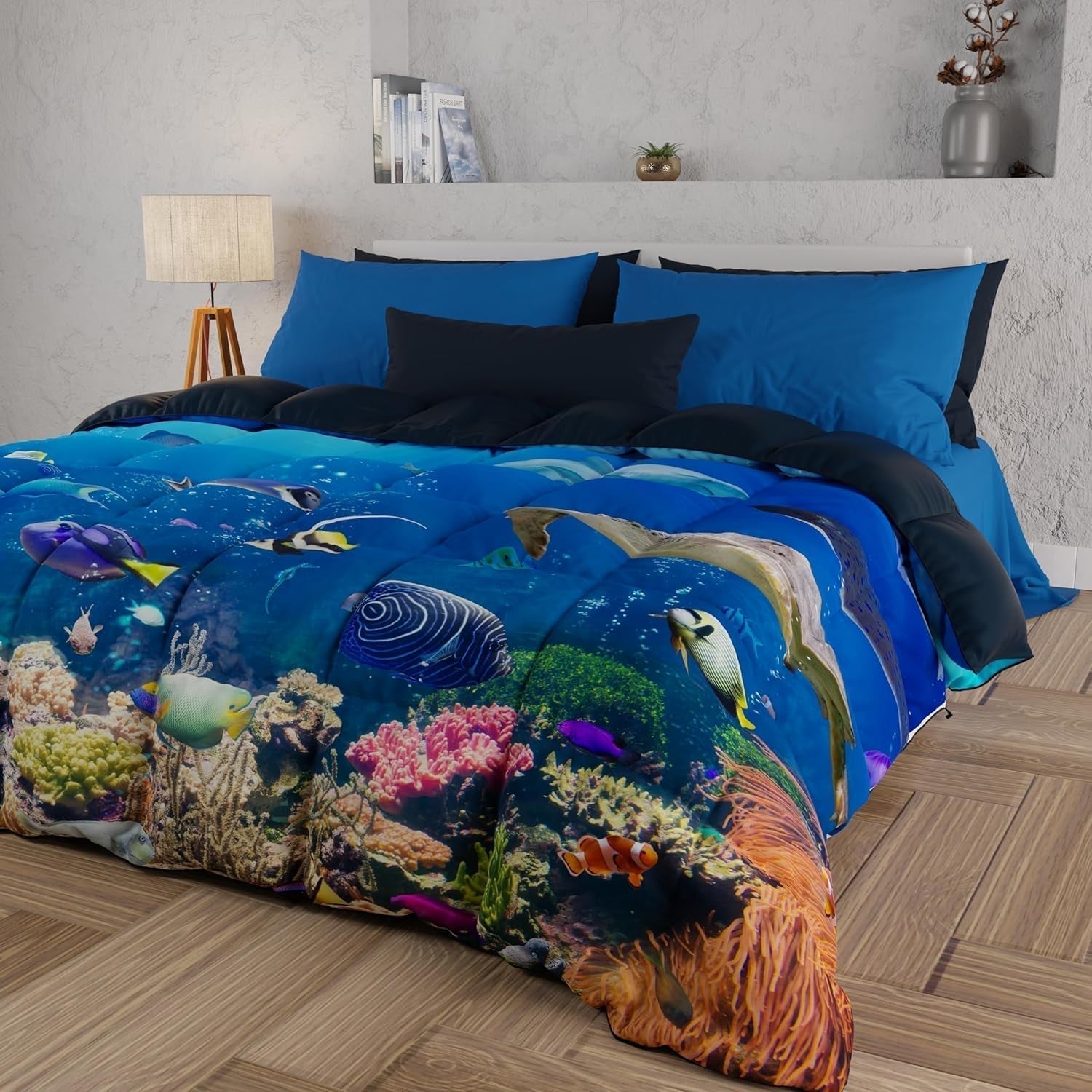 PETTI Artigiani Italiani cuvertură pentru pat dublu, 100% Made in Italy, Aquarium Plapumi si pilote Naty Shop