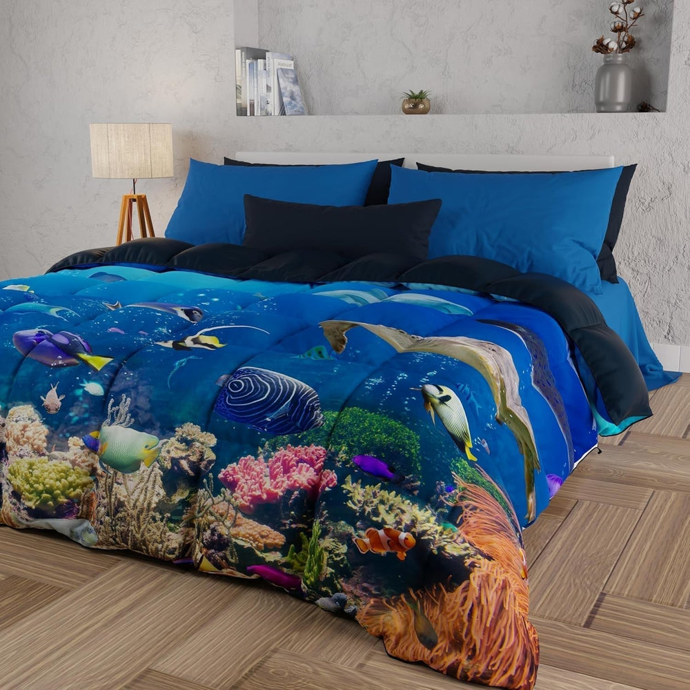 PETTI Artigiani Italiani cuvertură pentru pat dublu, 100% Made in Italy, Aquarium Plapumi si pilote Naty Shop