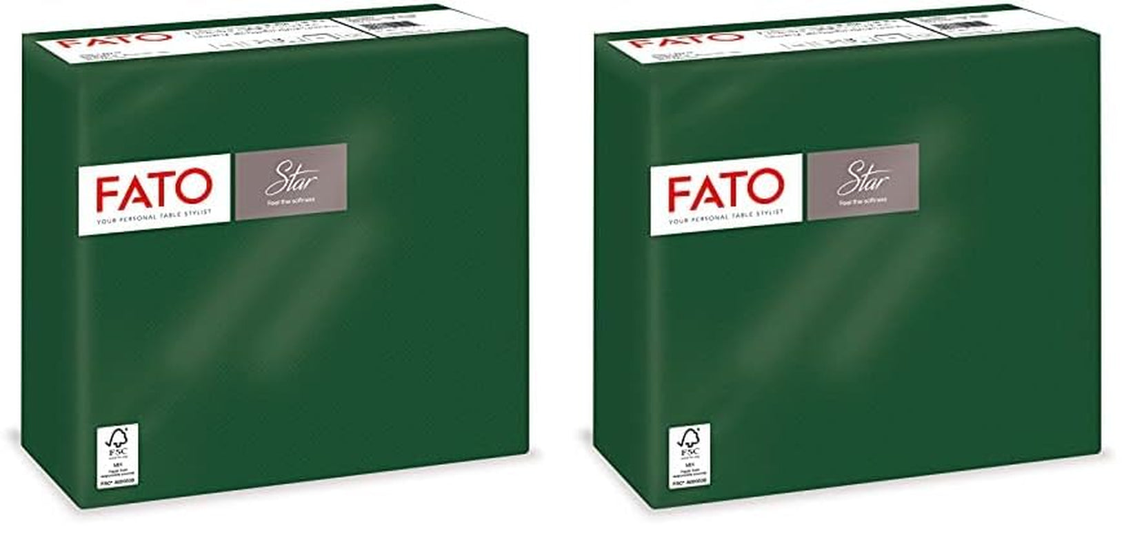 - Șervețele de hârtie de unică folosință, Softness And Softness, pachet de 40 de șervețele, dimensiune 38X38 pliate în 4, 2 straturi, culoare verde pădure, 100% hârtie din celuloză pură, certificate Fsc (pachet cu 2)