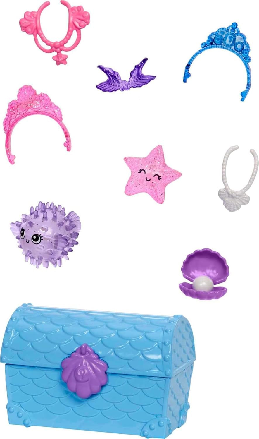 Barbie Mermaid Power, Chelsea Puppe, Meerjungfrau Puppe, Chelsea mit blauem & lila Haar, Krone, Meerjungfrauenschwanz, Zubehör, Geschenk für Kinder ab 3 Jahre,HHG57