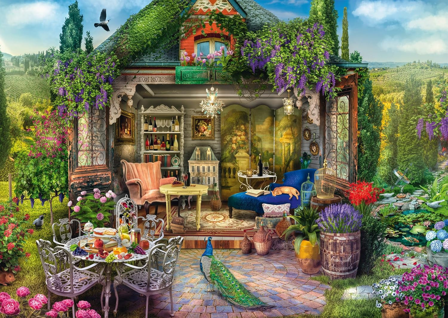 Schmidt Spiele 59794 Casă de grădină în podgorii, puzzle jigsaw 1000 piese Puzzle Naty Shop