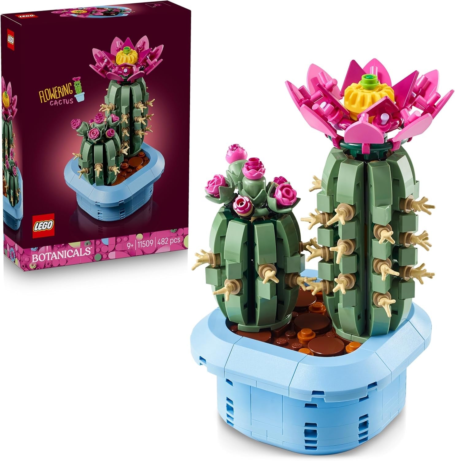 LEGO Botanicals Blühender Kaktus - Set mit Kunstpflanze mit 2 Kakteen & künstlichen Blüten - DIY Deko - Geschenkidee zum Geburtstag für Mädchen ab 9 Jahren & Erwachsene Pflanzenliebhaber - 11509