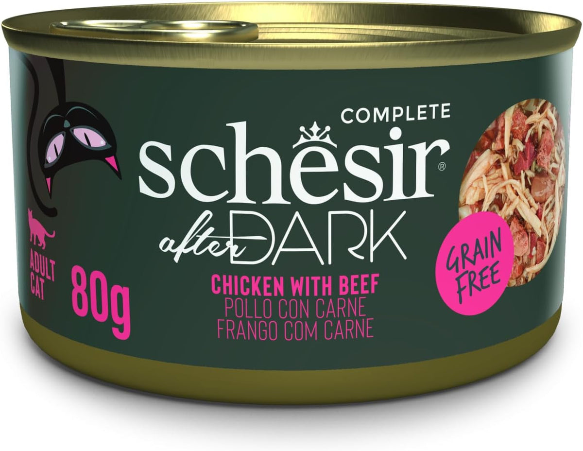 After Dark, Hühnerfilets mit Rindfleisch in Brühe, komplettes Nassfutter für Katzen (12 Pula x 80 g)
