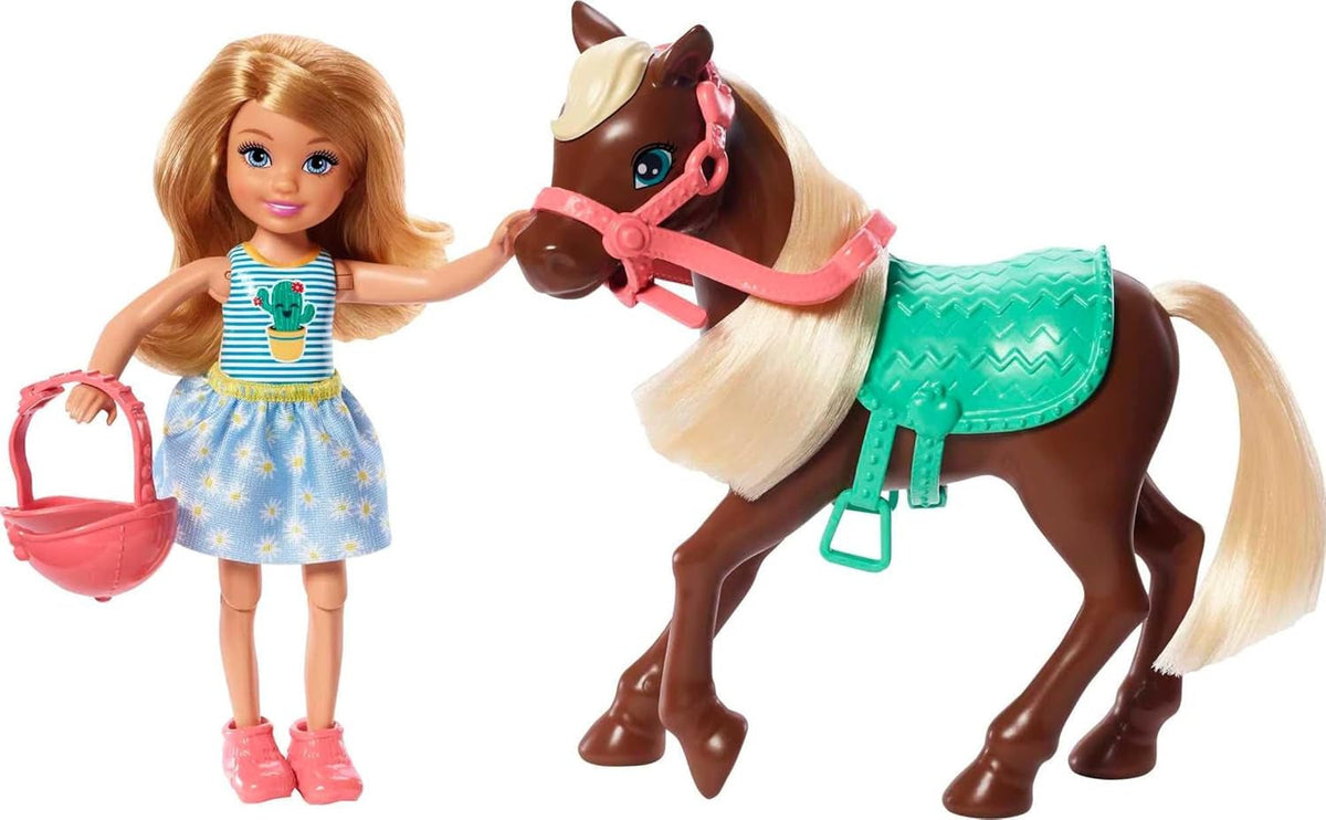 Barbie GHV78 - Club Chelsea Spielset mit Puppe und Pferd, ca. 15 cm, blond, mit Mode und Accessoires, Spielzeug Geschenk für Kinder von 3 bis 7 Jahren