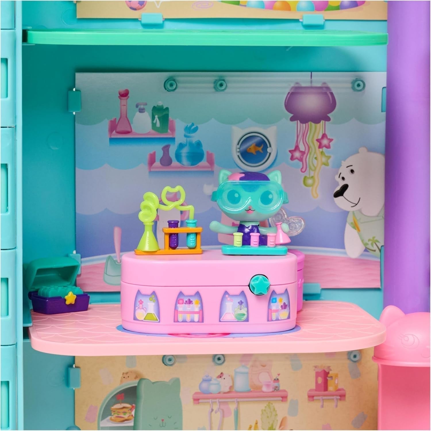 Gabby™S Dollhouse, Bobble Kitty Furniture Pack Of Meerkats, figură de pisică cu mobilier și accesorii pentru casa de păpuși, de la 3 ani Casute de papusi Naty Shop
