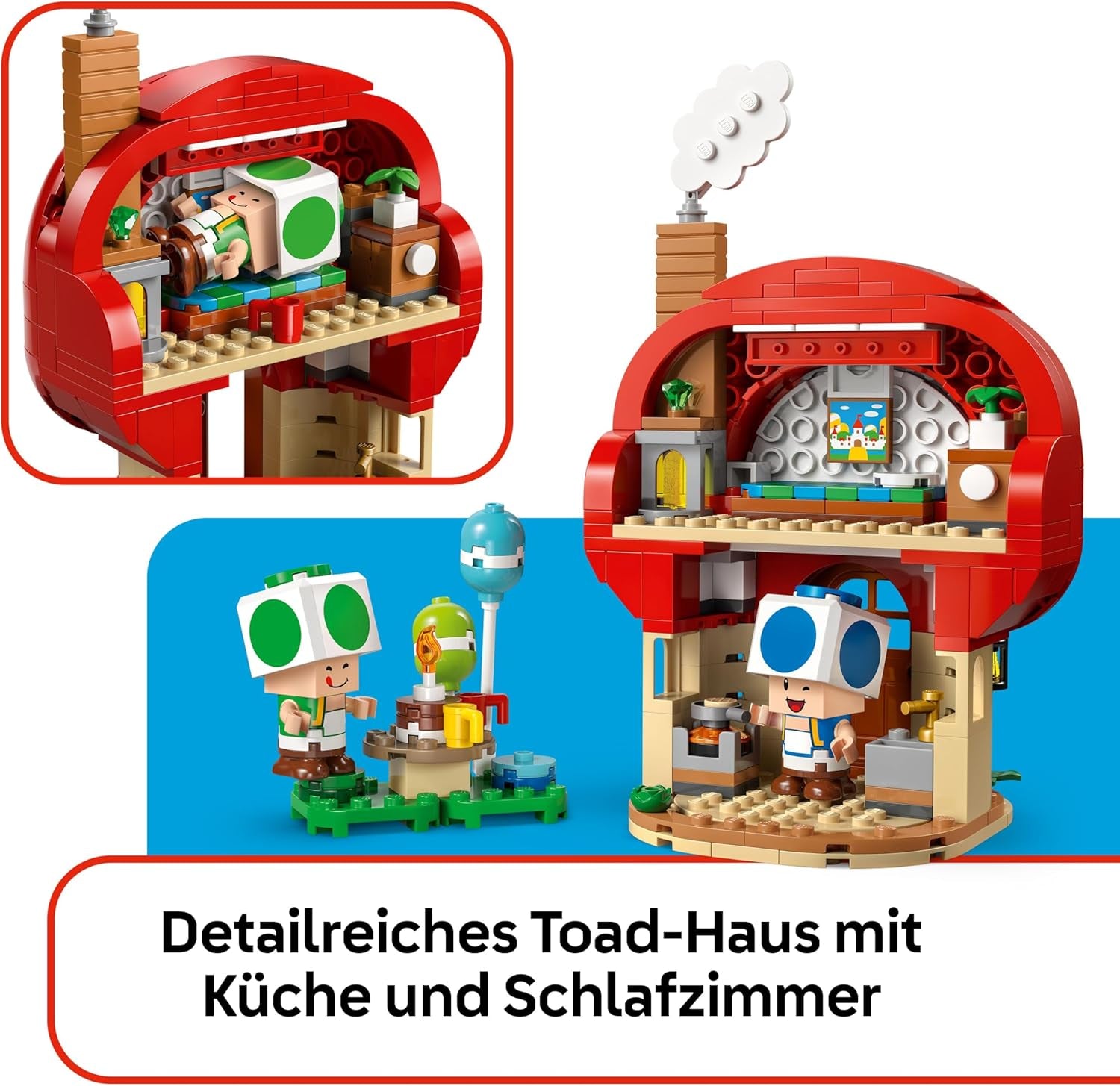 LEGO Super Mario Party bei Toads Haus - Interaktives Set mit 2 Figuren, Küche, Schlafzimmer & Picknicktisch - Kinder Spielset zum Bauen - Gamer Geschenk für Jungen & Mädchen ab 7 Jahren - 72041