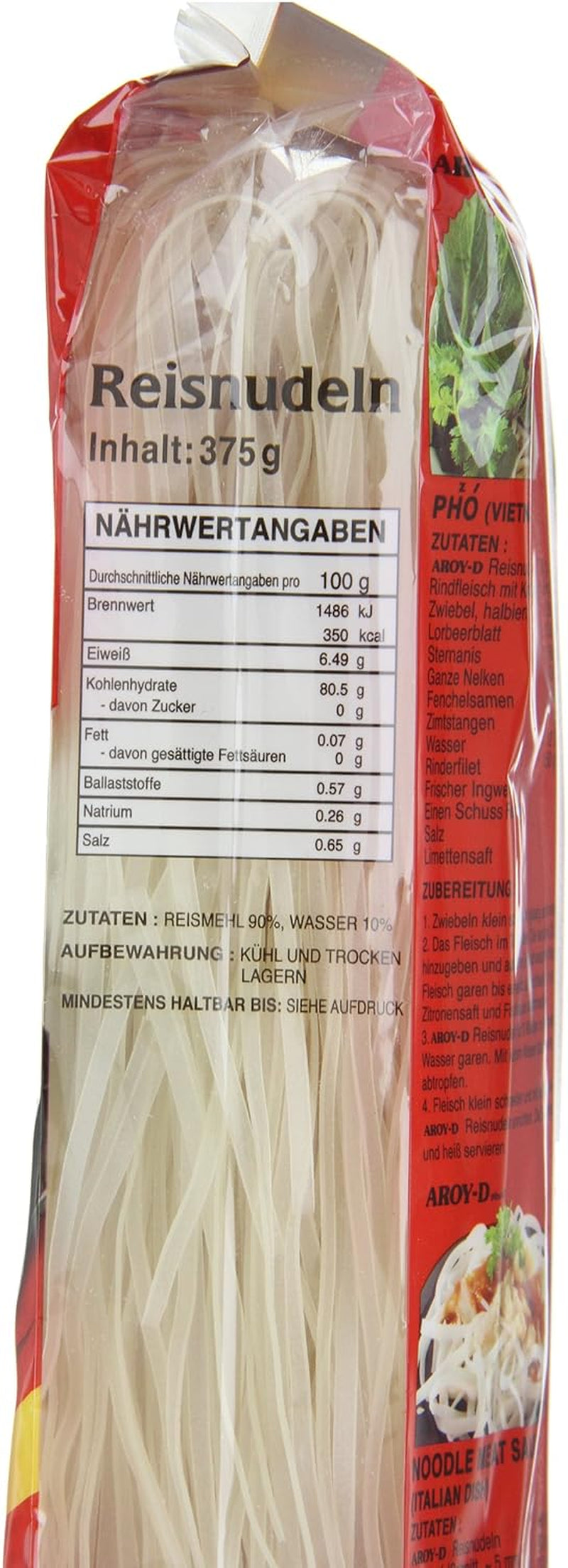 Tăiței de orez Aroy-D, fără gluten, 3 mm, pachete (1 pachet x 375 g)