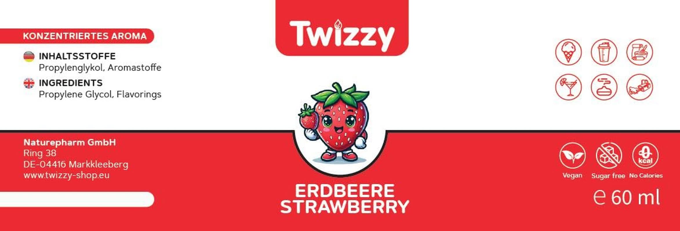 Twizzy Aroma Concentrata Capsuni, 60 ml Arome Naty Shop