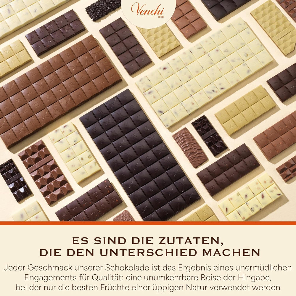 Venchi - Cremino Pistachio Bar, 110g, baton de ciocolată din ciocolată cu lapte și albă cu pastă de fistic, rețetă în trei straturi cu arome mediteraneene, fără gluten, fără coloranți artificiali