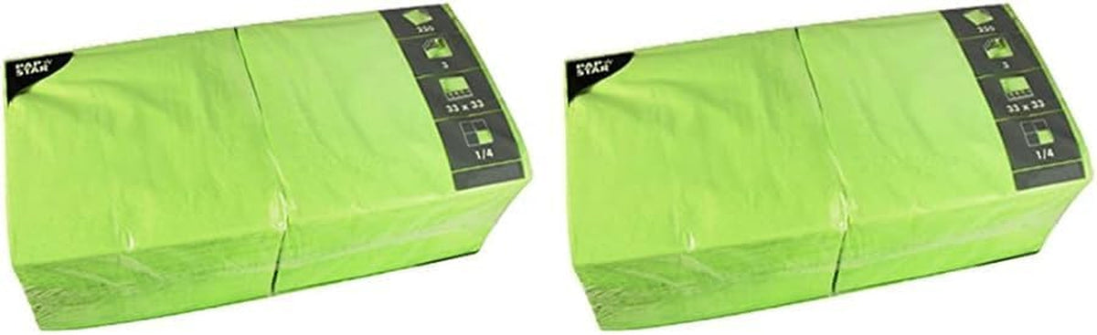 250 șervețele, 3 straturi 1/4-fold 33 Cm X 33 Cm verde măr (pachet de 2)