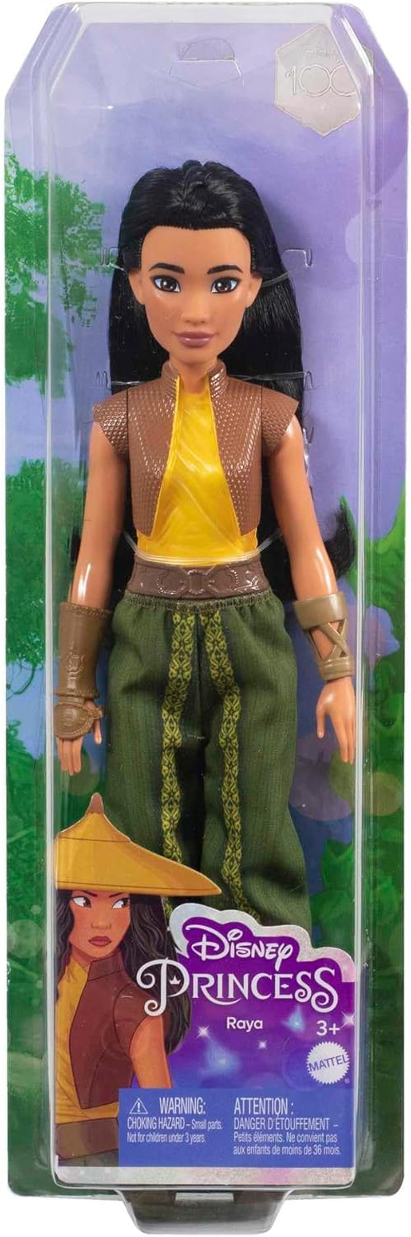 Jucărie Mattel Disney, Păpușă articulată Raya cu haine și accesorii, inspirată din filmul Disney, cadou pentru copii, HLX22