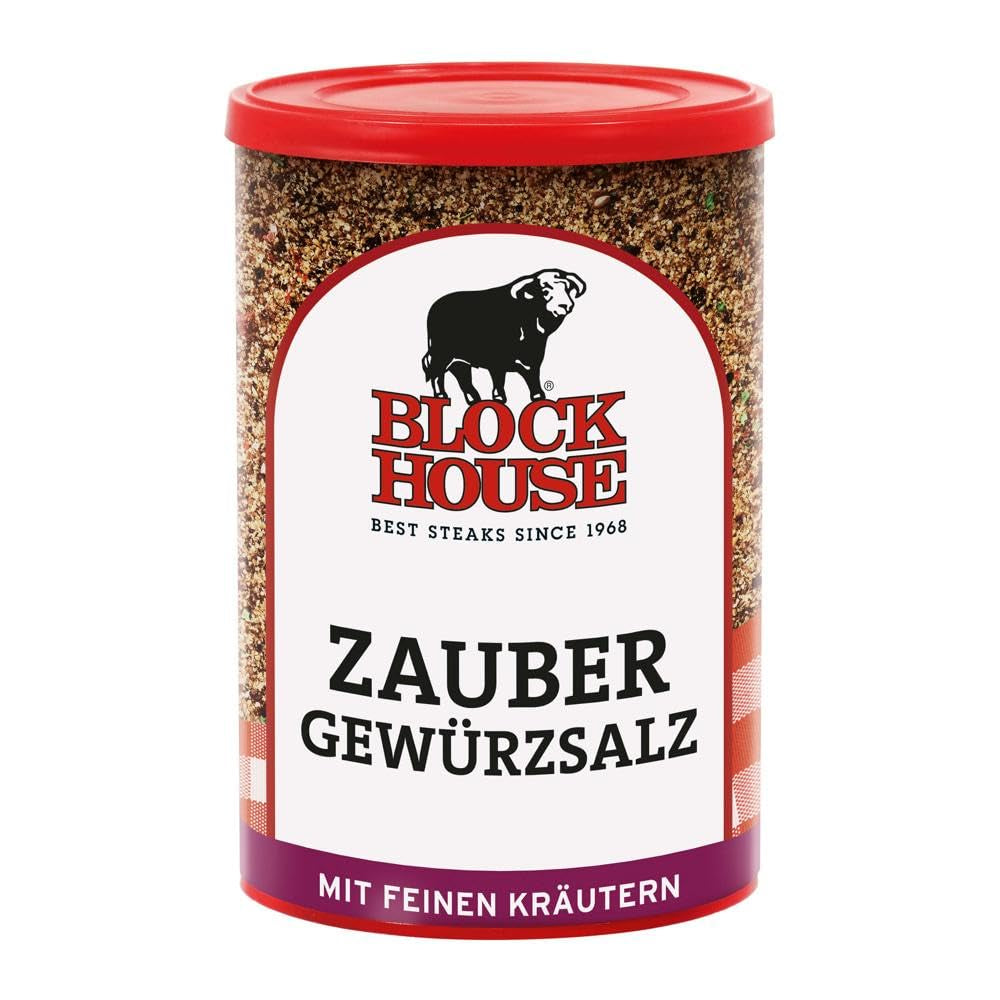 Block House Zaubergewürzsalz, Gewürzmischung für Fleisch, Fisch und Gemüse in Restaurantqualität, 280g Dose mit Streuaufsatz