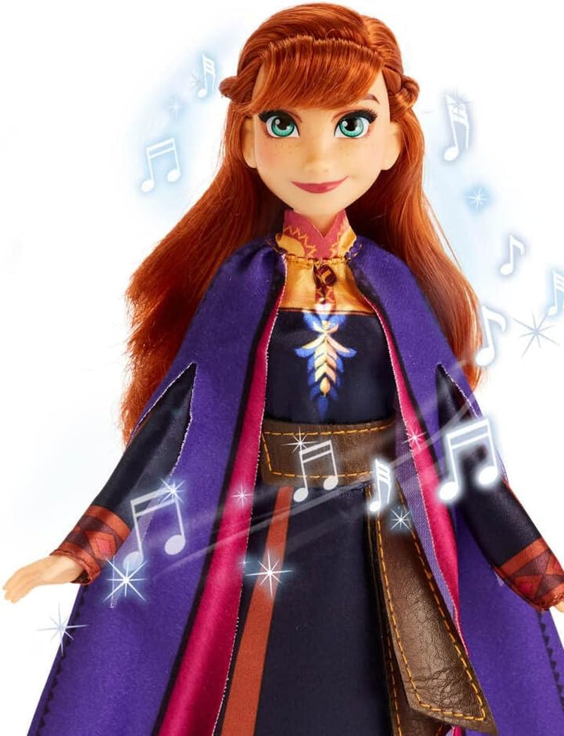 Păpușa cântătoare Frozen Anna cu muzică în rochie mov din Disney Frozen 2, jucărie pentru copii cu vârsta de 3 ani și peste 57237830 multicoloră