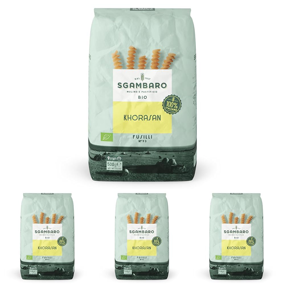 Paste Fusilli Organice Nr. 93 - 500g din grâu Khorasan – Grâu antic, bogat în proteine, cultivat 100% în Italia – Versatile în bucătărie și bogate în nutrienți