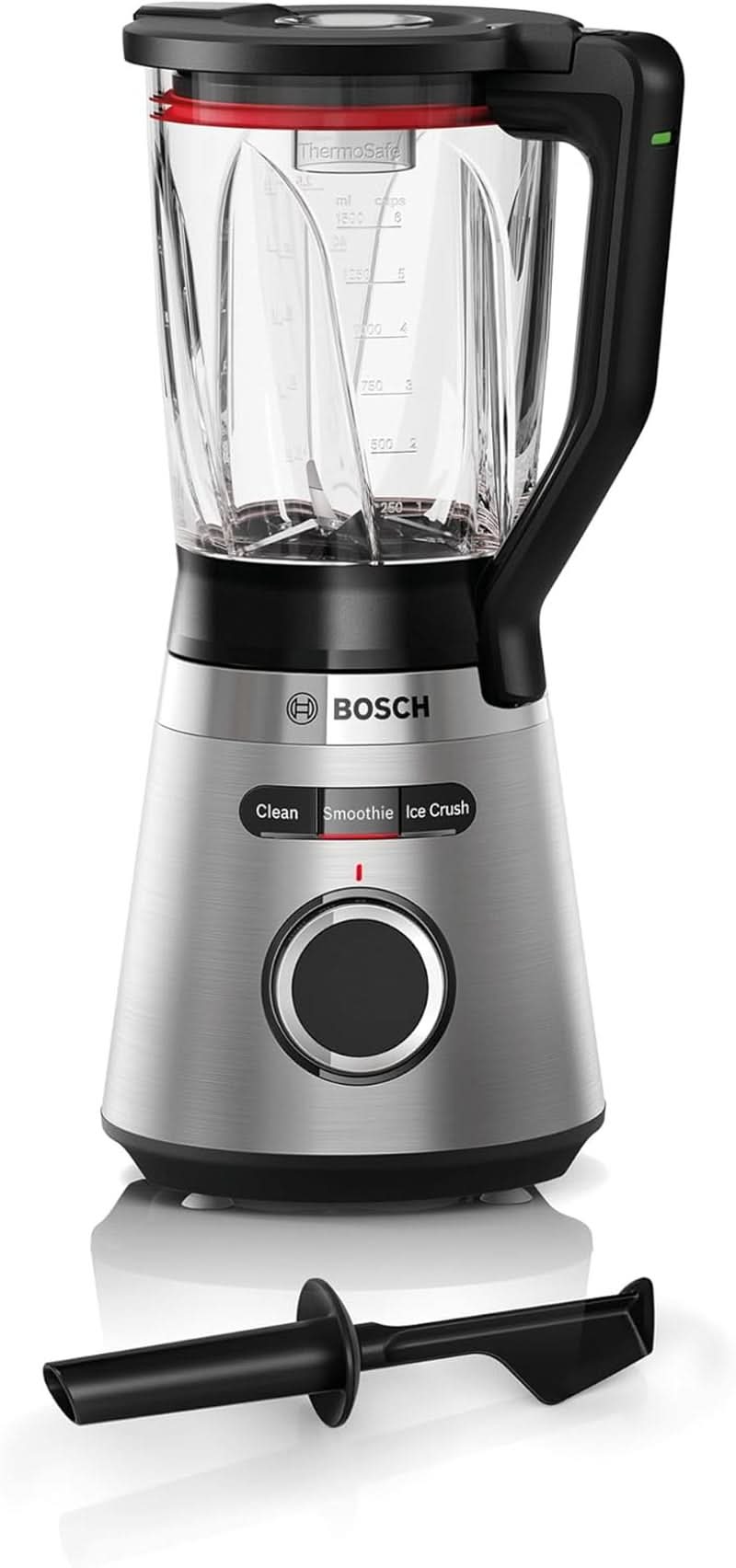 Bosch Standmixer Vitapower Serie 4 MMB6382M, Edelstahl-Klingen Made in Germany, 1,5L Thermosafe Glasbehälter, Stopfer, Sicherheitsdeckel, Spülmaschinengeeignete Teile, 30,000 U/Min, 1200 W, Edelstahl Bucatarie Naty Shop Standmixer Mit Verbessertem Mixbecher