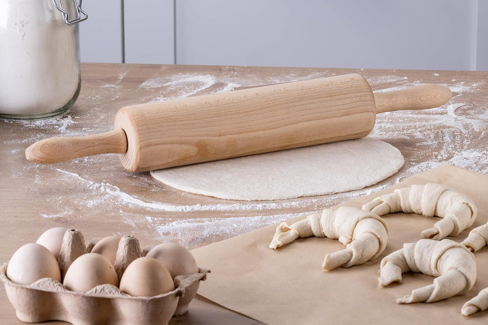 Sucitor Zenker cu rulment de alunecare Ø 6 x 44 cm PATISSERIE, sucitor ca accesoriu de copt, rolă de aluat din lemn pentru întinderea aluatului (culoare: maro), cantitate: 1 bucată