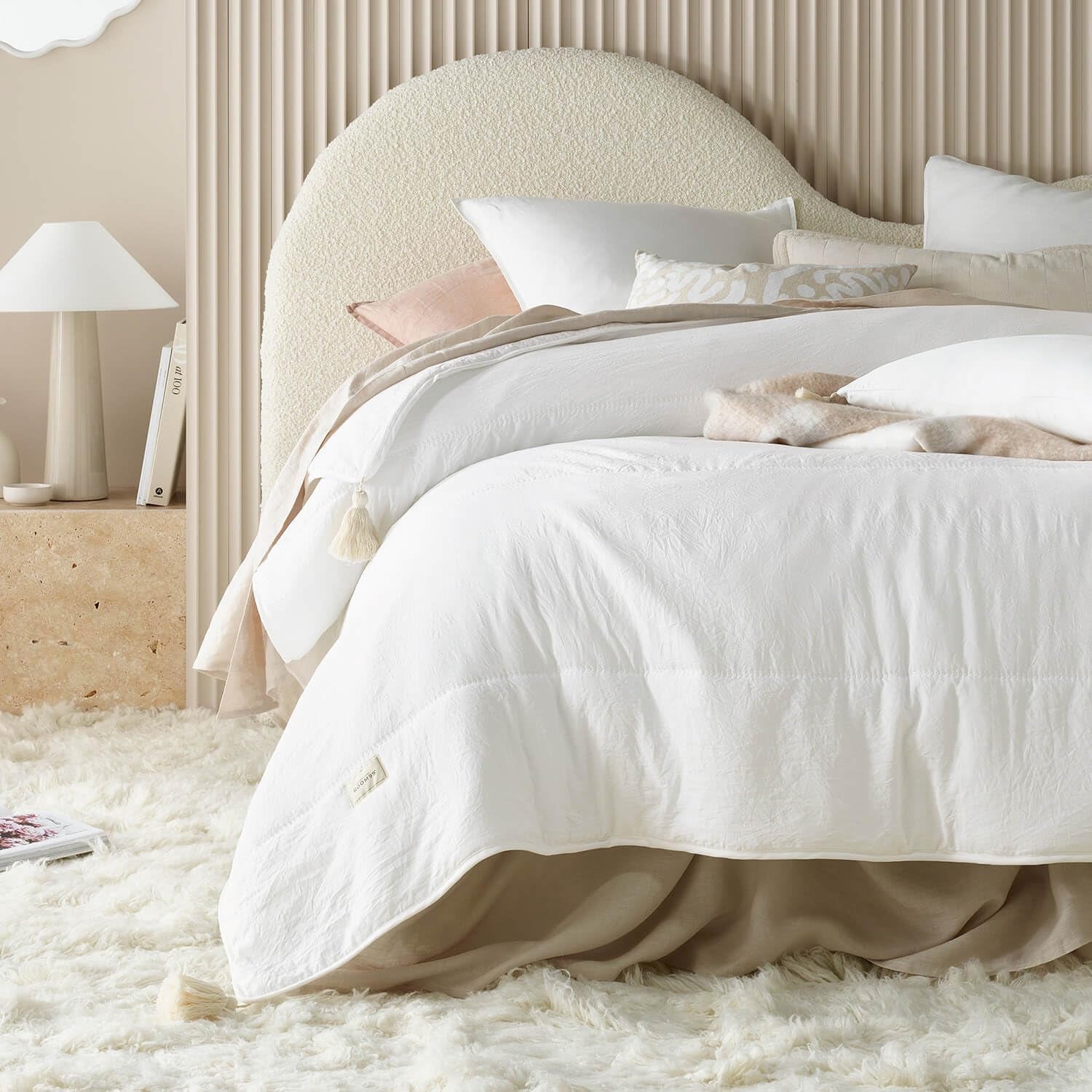 ROOM99 Noemi Cuvertură de pat elegantă în crem 170 X 210 Cm Cuvertură de pat versatilă ca cuvertură de pat sau canapea Pătură de aruncat pentru pat și canapea Stilul quilt Ideal ca cuvertură de pat Paturi si Cuverturi Besuche den ROOM99-Store Ecru 240X260