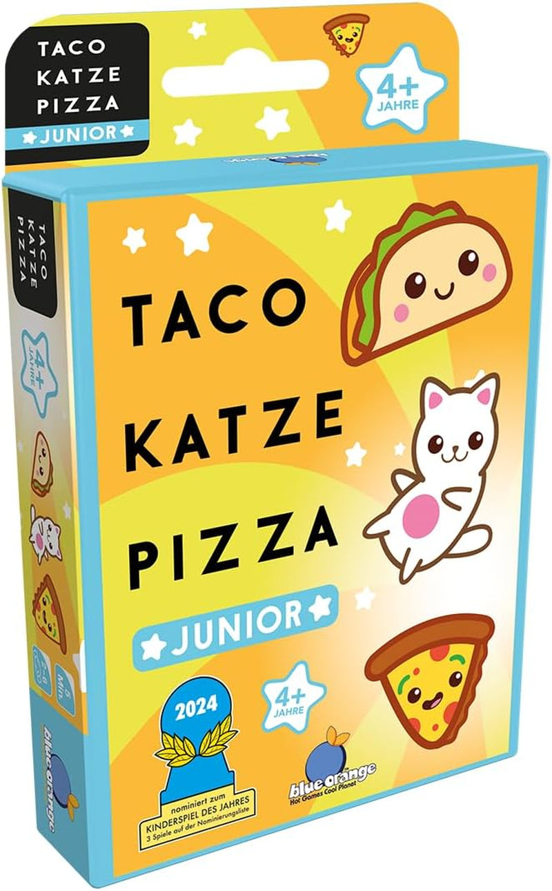 Albastru Portocaliu, Taco Cat Pizza Junior, joc pentru copii, joc de cărți, nominalizat la Jocul Anului pentru Copii 2024, 2-6 jucători, vârste 4+, 5 minute, germană