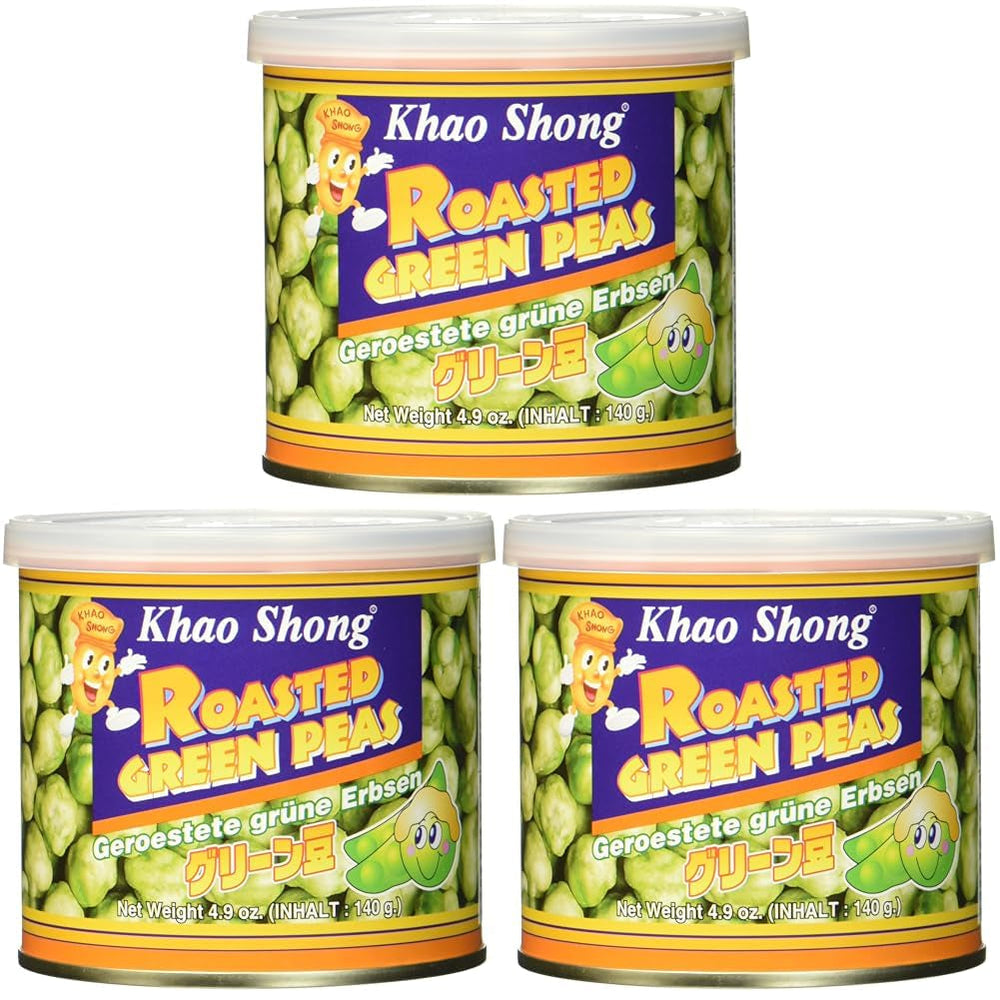 Mazăre verde prăjită Khao Shong cu wasabi, mazăre crocantă într-un aluat picant, o alternativă cu conținut scăzut de grăsimi la nuci, iuțeală medie, 1 conservă de 140 g | 140 g (1 pachet)
