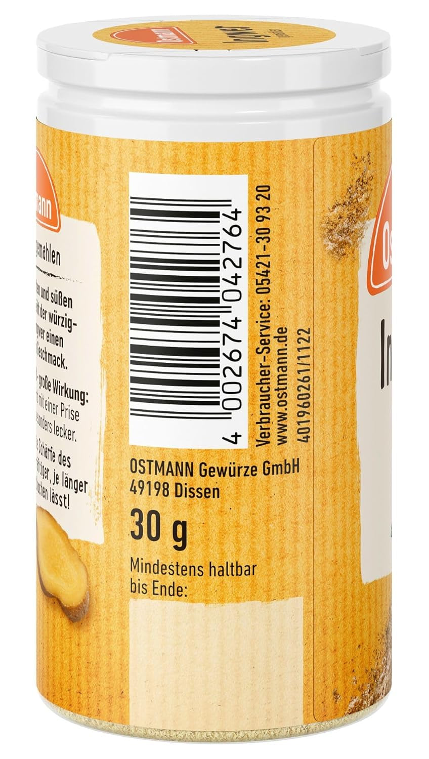 Ostmann Gewürze - Ingwer gemahlen | Nachfüllbare & recyclebare Verpackung | 30 g in der Streudose
