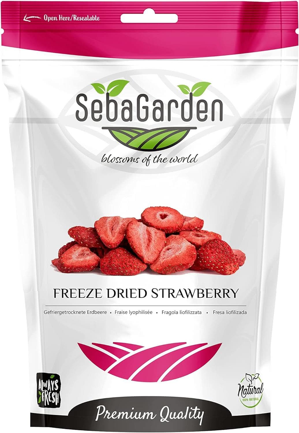 Seba Garden Premium, căpșuni mediteraneene delicioase deshidratate, fără OMG și vegane Produse deshidratate Naty Shop 100 G
