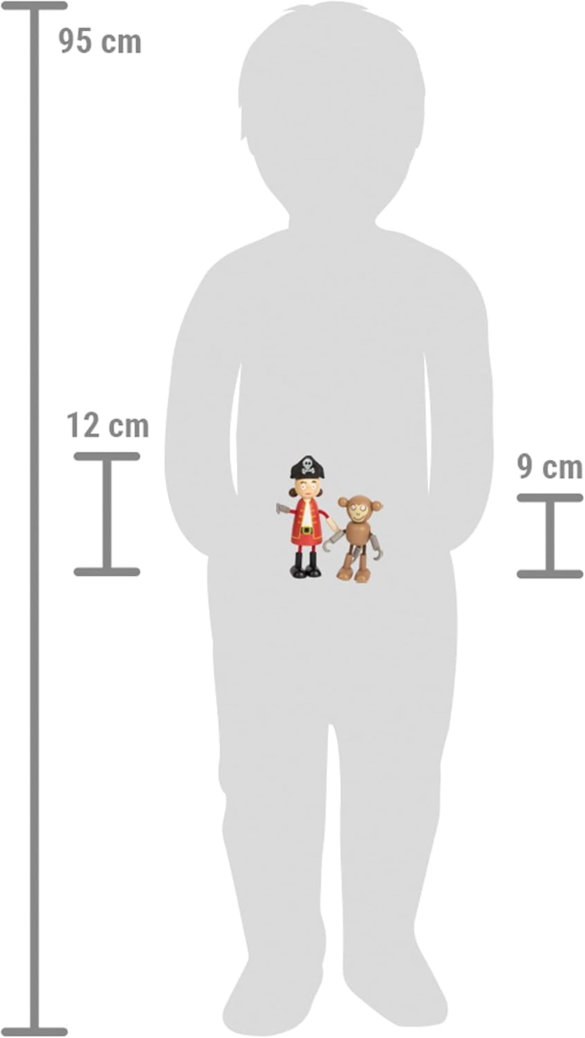 small foot Biegepuppen Piraten Figuren aus Holz, 5 Piraten und 1 Affe, detailreich und flexibel, ab 3 Jahren, 12412