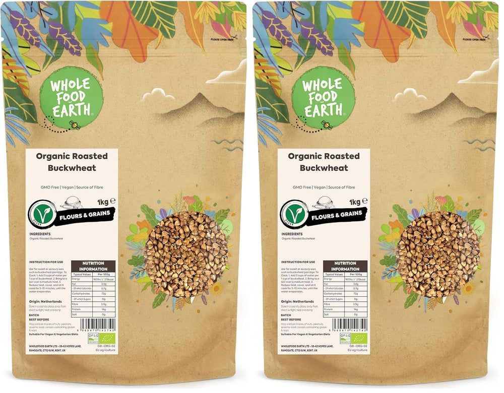 Hrișcă prăjită organică Wholefood Earth, 1 kg
